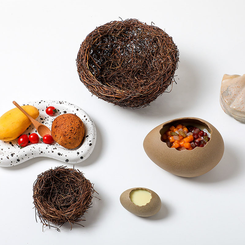 Wabi-sabi – vaisselle en céramique, coquille d&#39;œuf d&#39;oiseau, bol à soupe Dessert, assiette à crème glacée, Pot de plantes en céramique, de nouveauté, décoration de la maison