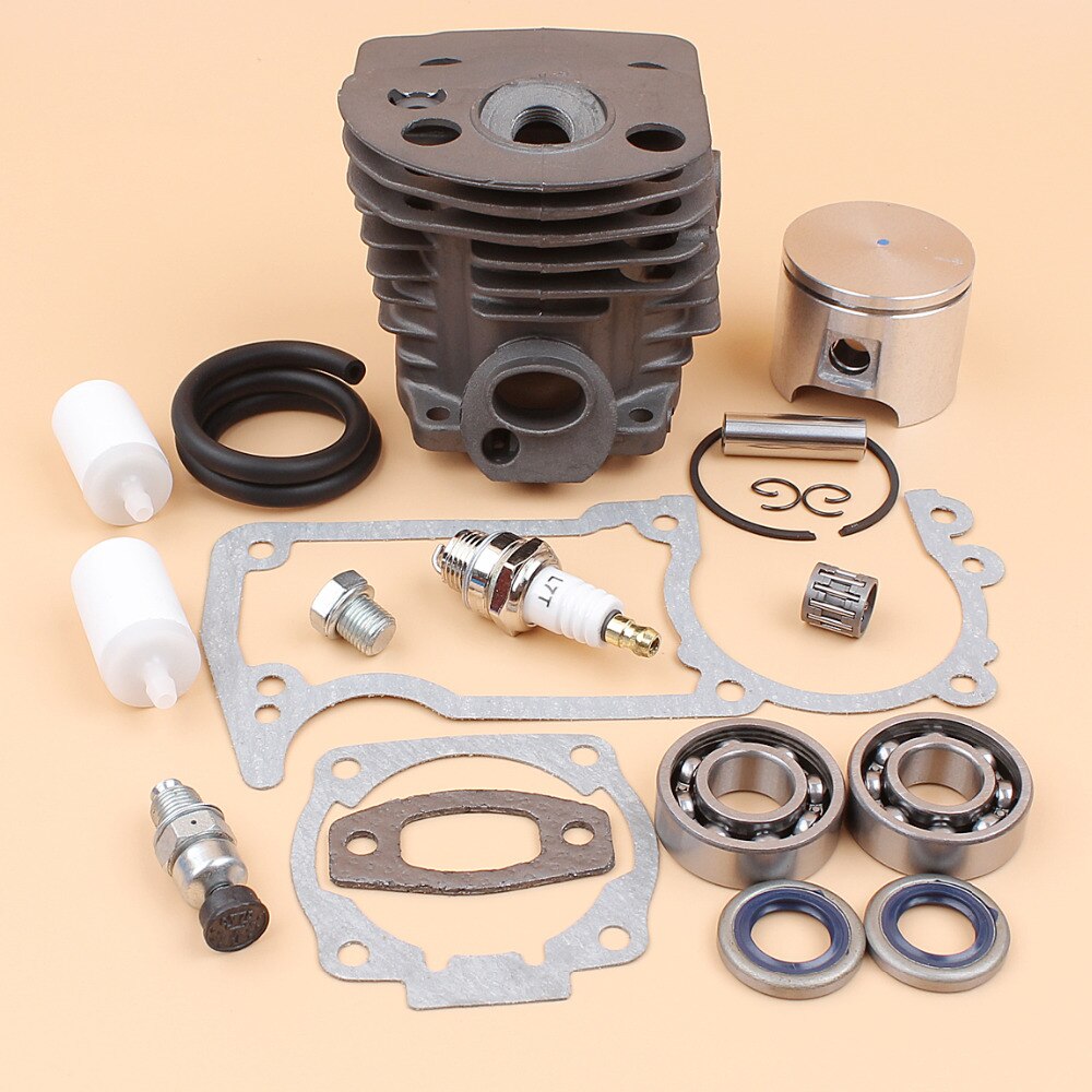 46mm nikasil cilindro pistão manivela rolamento kit junta para husqvarna 51 55 55 peças de motosserra fazendeiro com válvula de descompressão