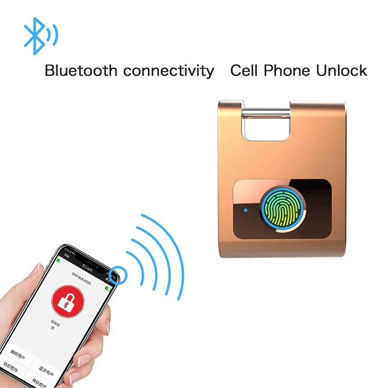 Smart Fingerprint Padlock Bluetooth APP Control Lock for Gym, Sports, Bike, School, Cabinet and Storage