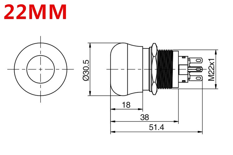 19mm 22mm Pattern Waterproof Stainless Steel Waterproof Metal Latching Emergency STOP Push Button Switch Stop Button Switch Red