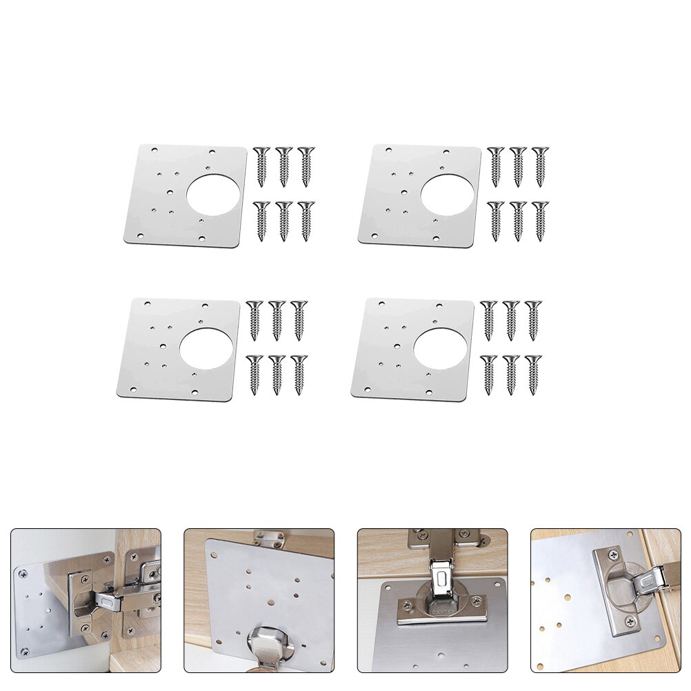 4pcs Hinge Repair Plate Kitchen Hinge Repair Plates Hinge Repair Kit for Cabinet