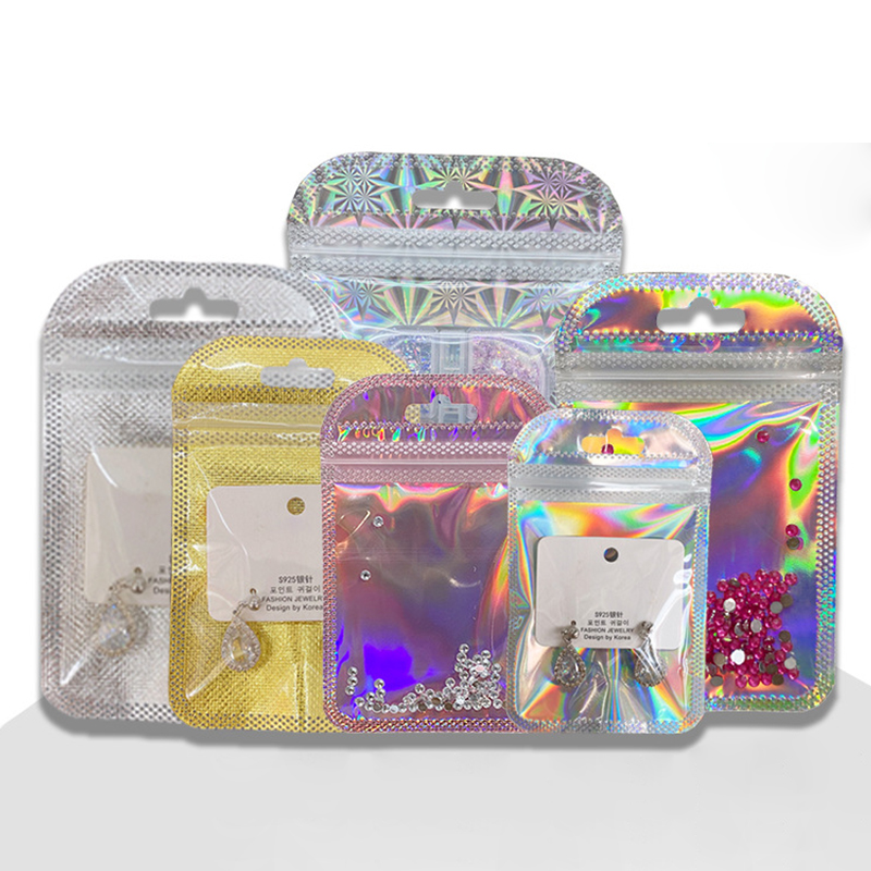 50 stücke Selbst Abdichtung OPP Beutel mit Hängen See Verdicken transparent Gefrostet Kunststoff Verpackung Beutel für DIY Schmuck Anzeige Lagerung