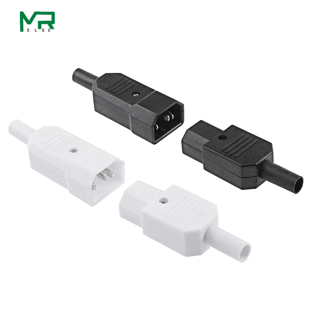 Conector de enchufe de Cable recto IEC 10A 250V, conector de alimentación recargable C13 C14, toma de CA de 3 pines