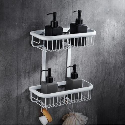 Badkamer Accessoires Set, Witte Vierkante Papier Houder, Handdoek Bar, Zeep Mand, Handdoekenrek, hoekplank, Haak, Badkamer Hardware Set