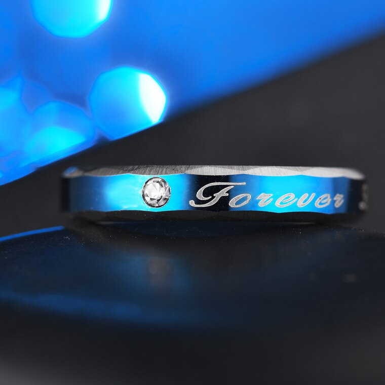 Aroutty – bague de mariage bleu pour homme et femme, en acier inoxydable, cœur de fiançailles, amour éternel