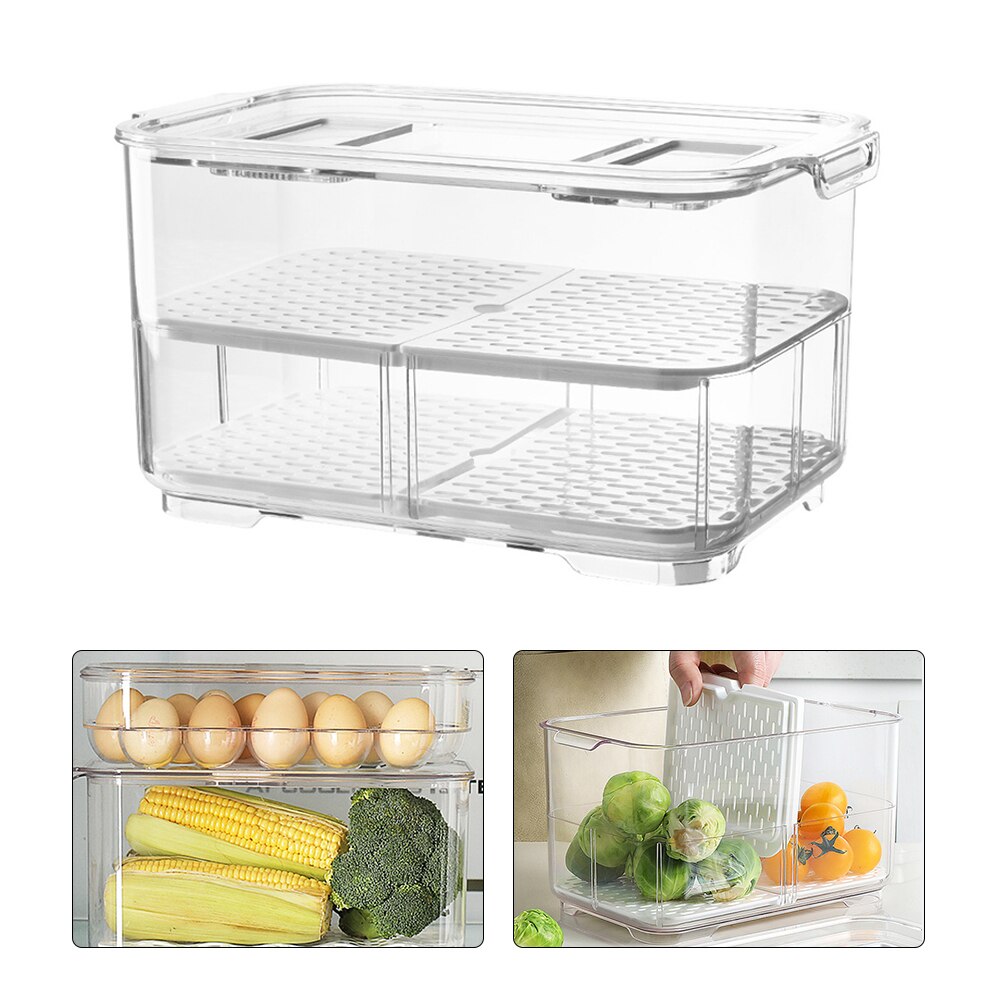 Big Size Food Storage Containers with Lids Kitchen Refrigerator Storage Seal Tank Transparent Plastic Separate Fruit Fresh Box