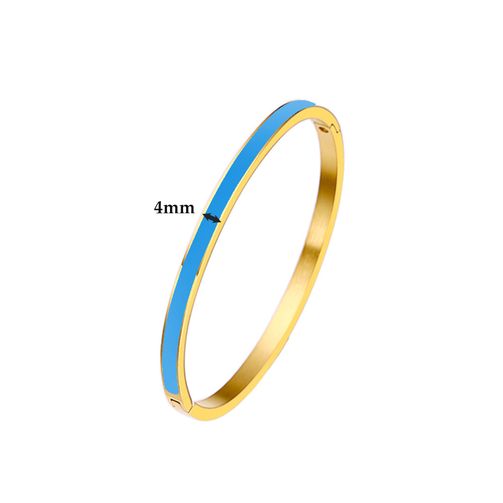 G & D Luxe Kleurrijke Oranje Enamel Bangles Armbanden Voor Vrouwen Party Bangles Originele Roestvrij Stalen Sieraden: Licht Geel Kleur