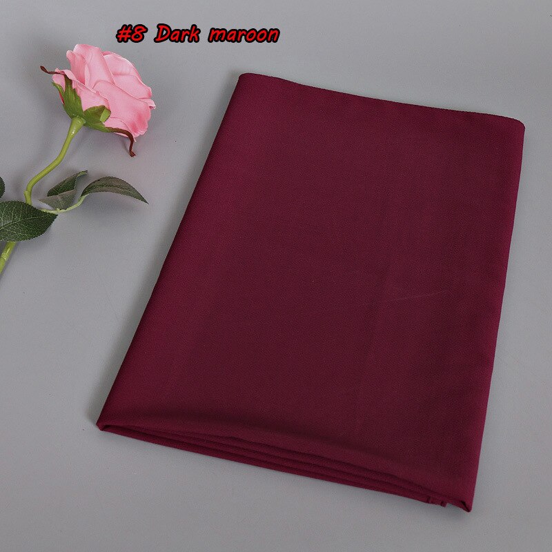 Muslimska kvinnor tjejer hijab bubbla tjock chiffong hijab sjalar wrap muslim tung bubbel chiffong enkla halsdukar/scarf 180*75cm: Mörk rödbrun