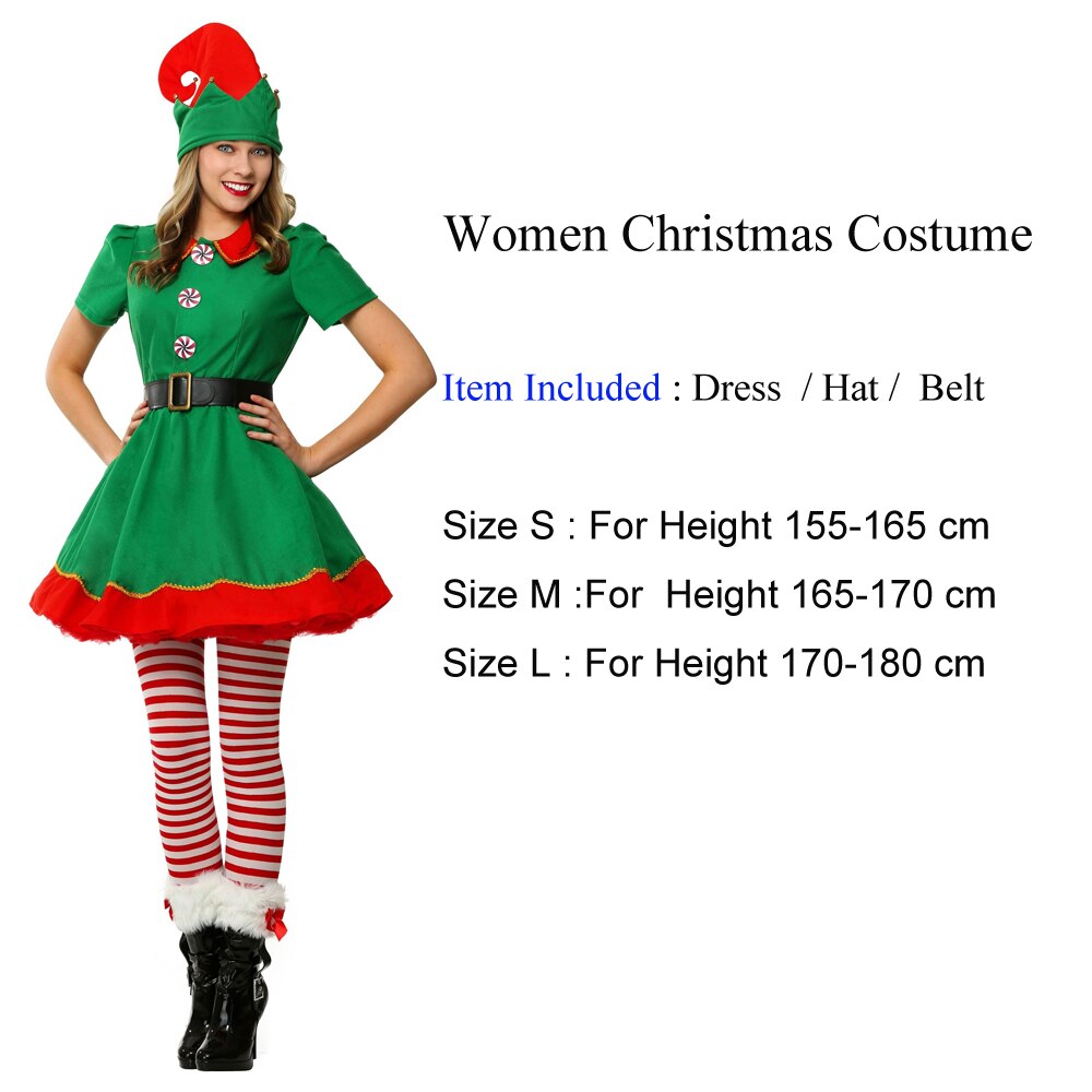 Christmas Outfit Girls Elf Costume Family Christmas Costume Parent Children Women Christmas Dress: Women / S
