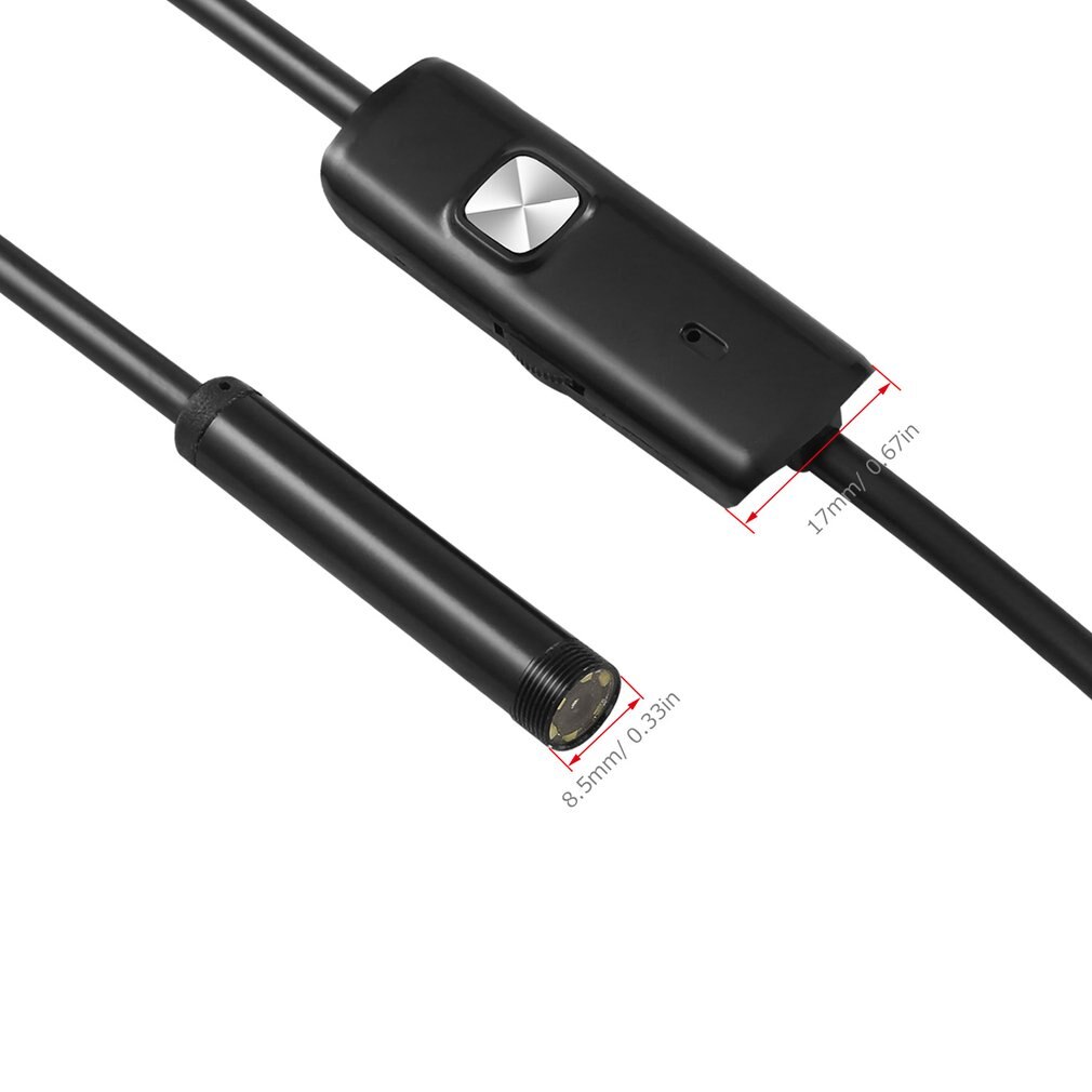 OCDAY 3 in 1 8MM USB Type-C & for Android & PC Endoscope 2.0MP 5m Hard Cable 6 LED Waterproof Inspection Camera for PC Laptop