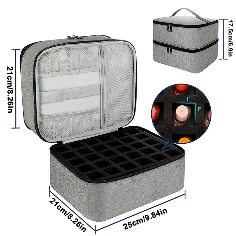 Asds -1- delad nagellacksväska, nagellackshållare med dubbla lager, nagellacksväska