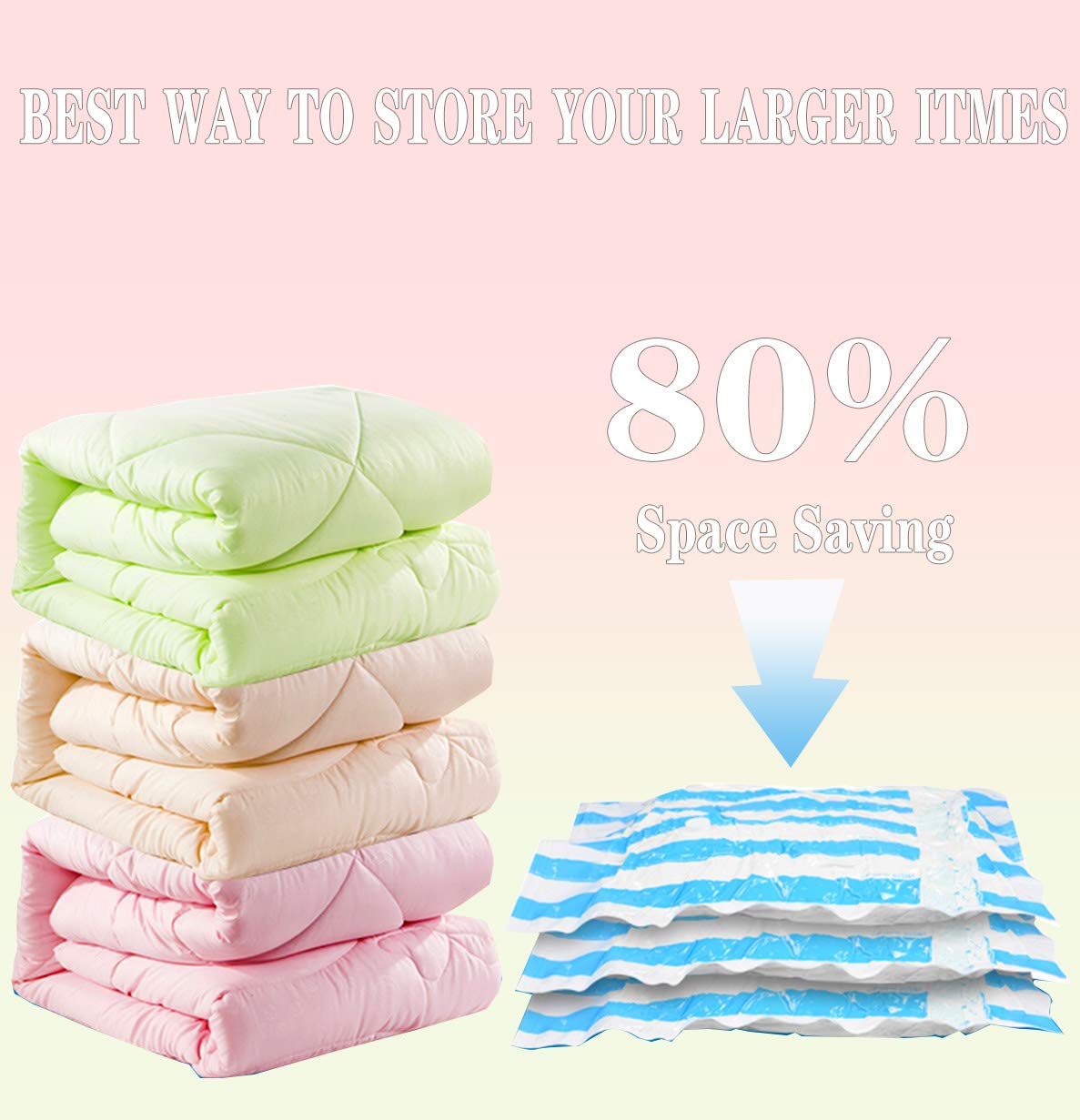 Vakuum Lagerung Taschen für Kleidung Decken Kissen Raum Sparer Größe extra Starke Vakuum Verpackung 60x40cm 70x50cm 80x60cm 100x80cm