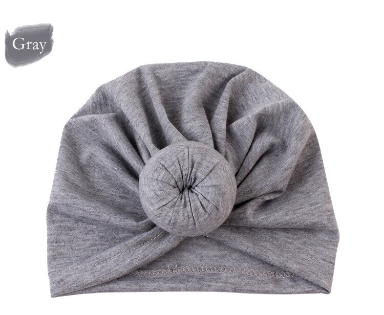 Ankomster babymössor donut bebe turban huva solid knuten keps unisex bomull mjuk söt hattar barn flickor pojke mössor keps: Grå