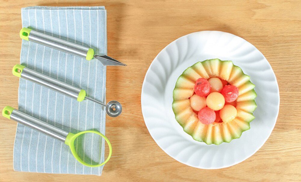 Food Carving Watermelon Tool Set Of Three Watermelon Baller Carving Seed Remover Fruit food carving knife watermelon knife