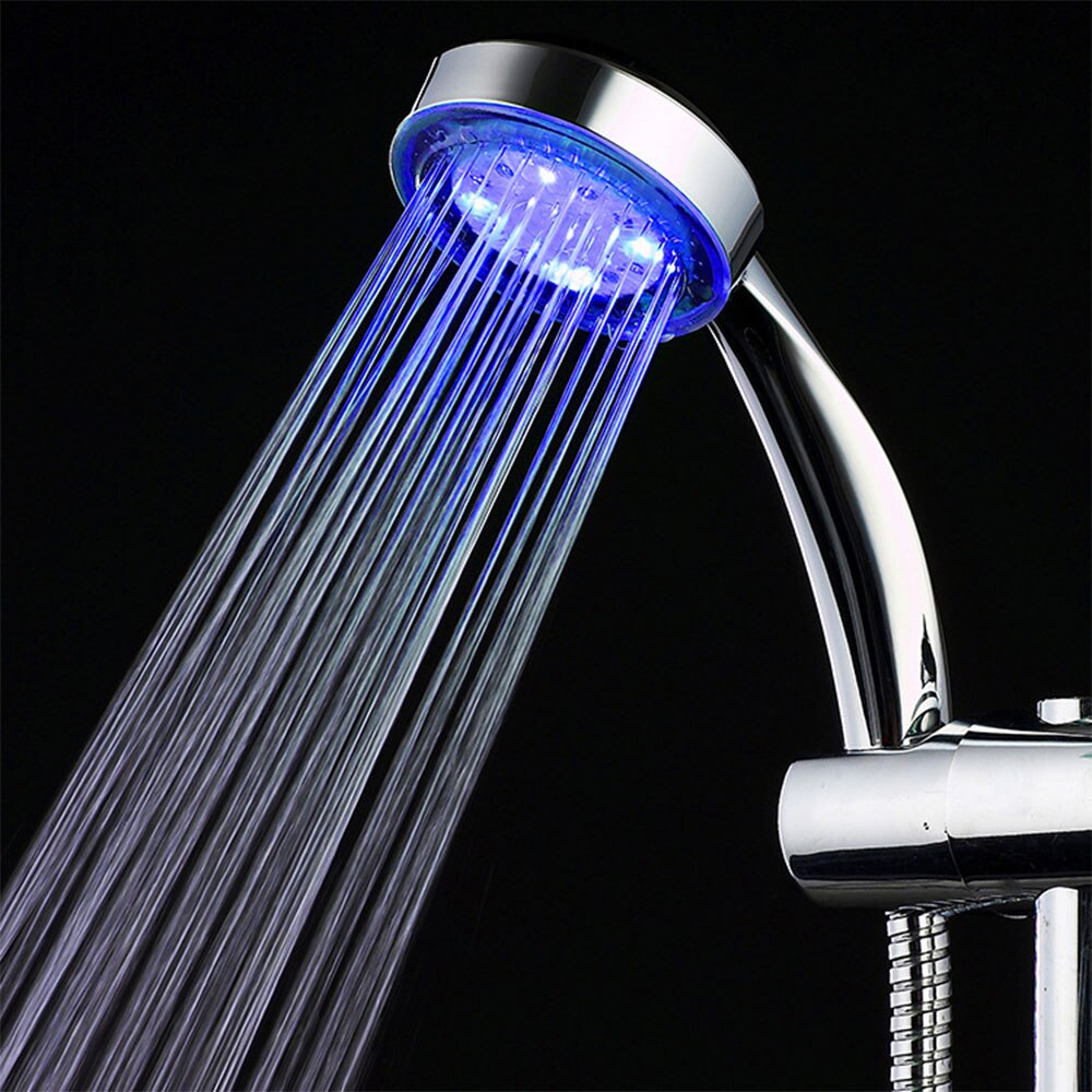 Pommeau de douche à lumière LED 7 couleurs, pommeau de douche à couleur changeante, sans pile, pour un décor de salle de bain automatique et romantique