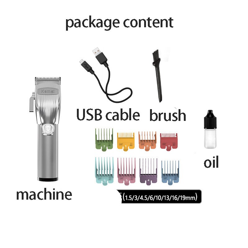 Kemei barbershop haartrimmer set 0mm trimmer elektrisch scheerapparaat finish machine set snoerloos/met snoer li-ion clip: Km -k32-  met doos / Eu-stekker