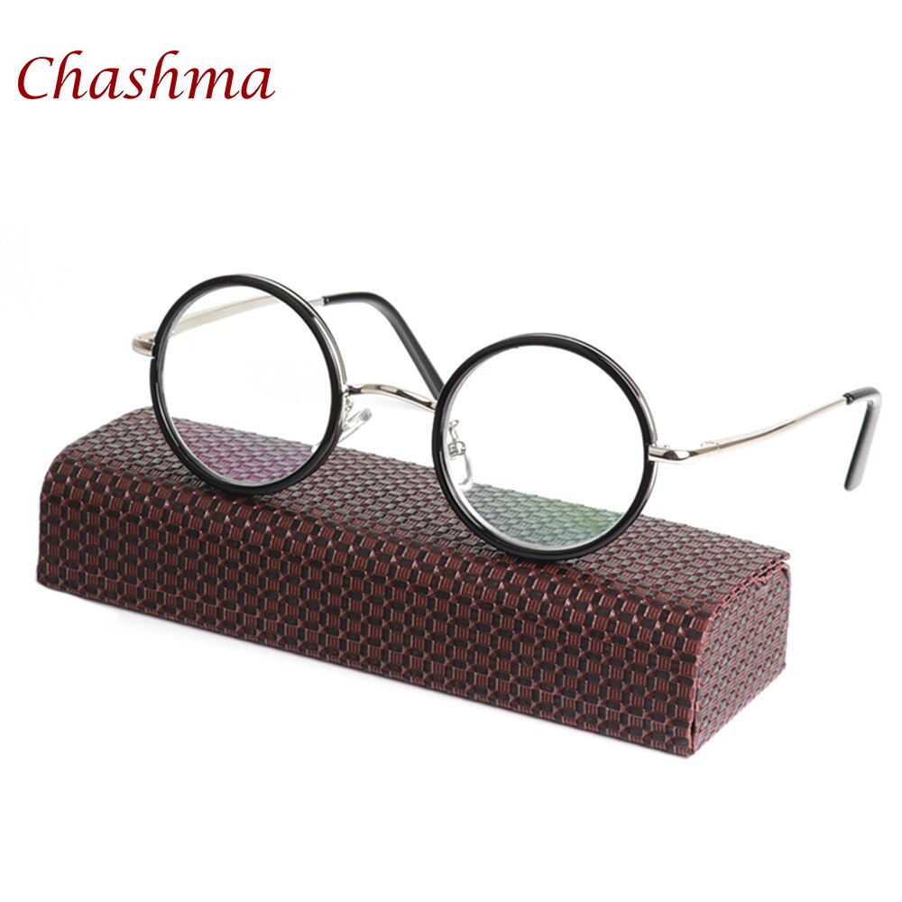 Chashma Brand Vintage Ronde Reader Retro Stijl Mannen Vrouwen Metalen Leesbril Zwarte Anti Reflecterende Brillen