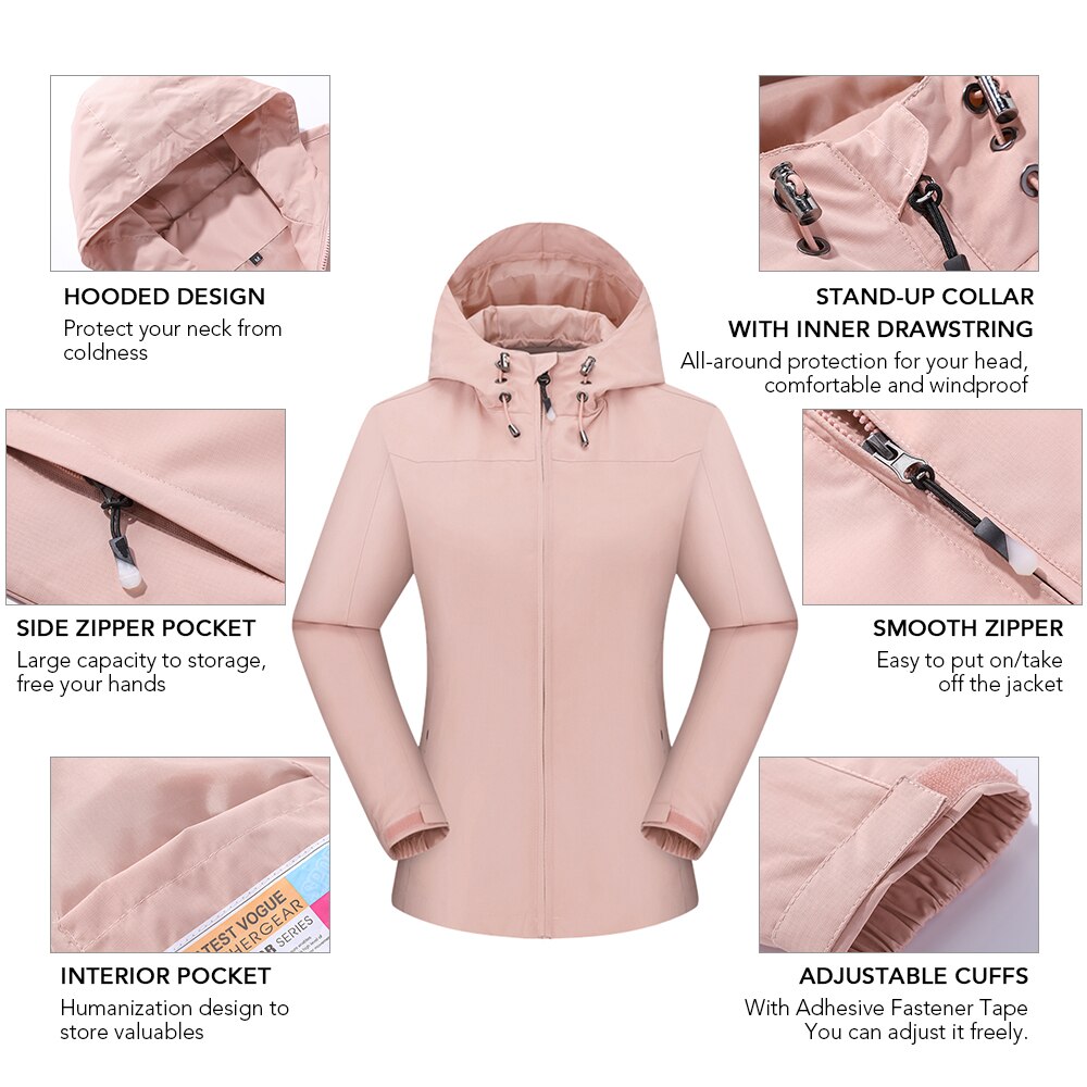 Women Mountain Waterproof Shell Jacket Ski Jacket Windproof Jacket Winter Warm Jacket for Camping Hiking Skiing