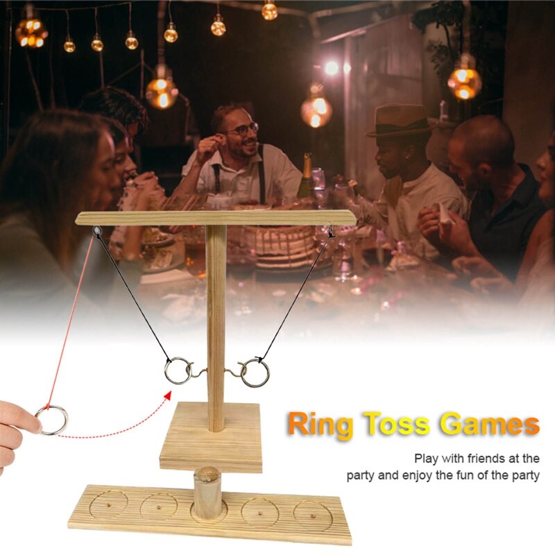 Ring Toss Bimini Game 2 Player Wooden Ring Toss Hooks Game Tabletop Craggy Bar Games Adults Drinking Games Toys