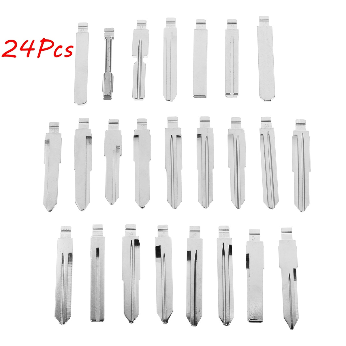 24Pcs/set Car Remote Flip Remote Key Blade Blank Uncut KD Metal Key Replacement KD-24Blade