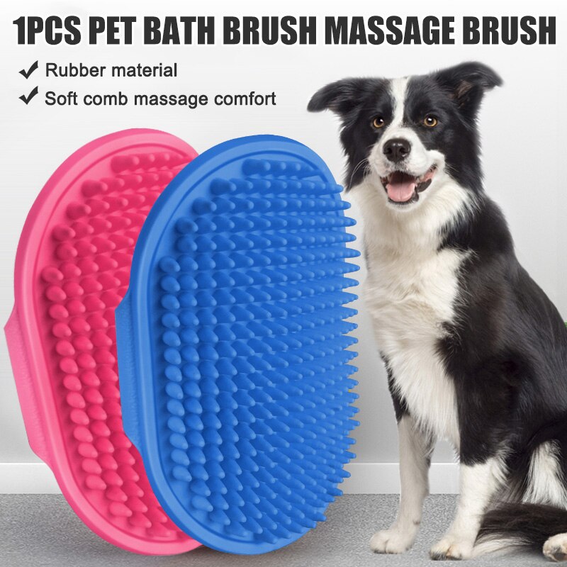 Hundebrudebørste kæledyr badekar kambørste massage gummikam justerbart ringhåndtag til katte og hunde