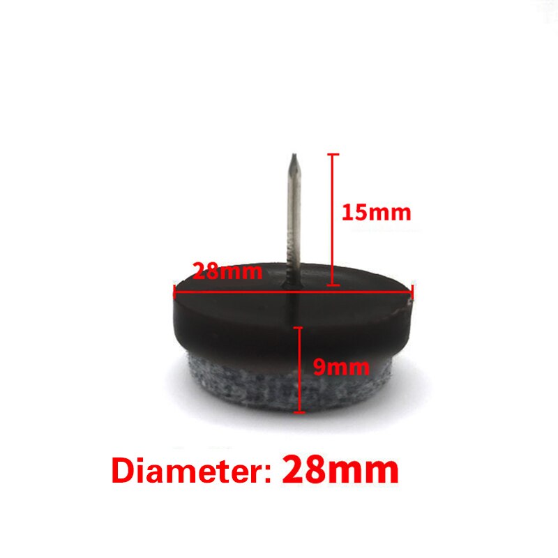 30Pcs Stoel Tafel Meubilair Been Bodem Voeten Nail Protectors Antislip Houten Vloer Protector Vilt Mat Pad nail: 28mm Black