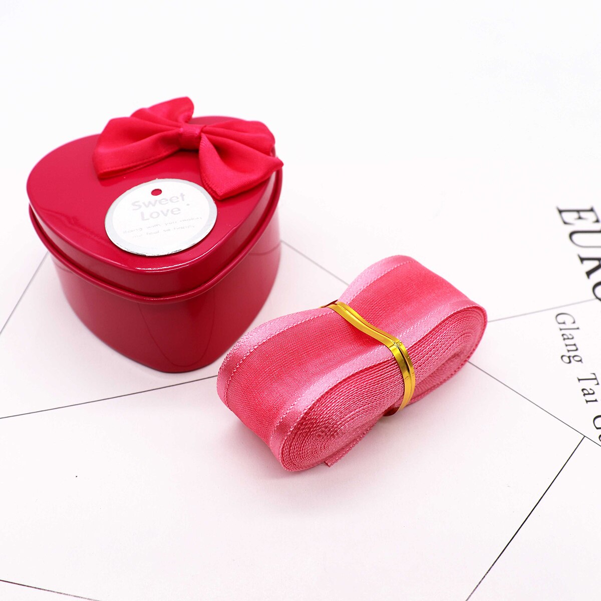 5M 25mm Satin- Rand Organza Band für Hochzeit Party Dekoration Band Handgemachte Verpackung Haar BöGen DIY Weihnachten Band: 6