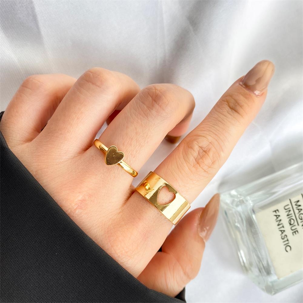Moda Boho złote serce Twist zestaw pierścieni kobieta w stylu Vintage geometryczny krzyż Finger Knuckle Rings dla kobiet 2022 Trendy biżuteria prezent: IF2341195-01