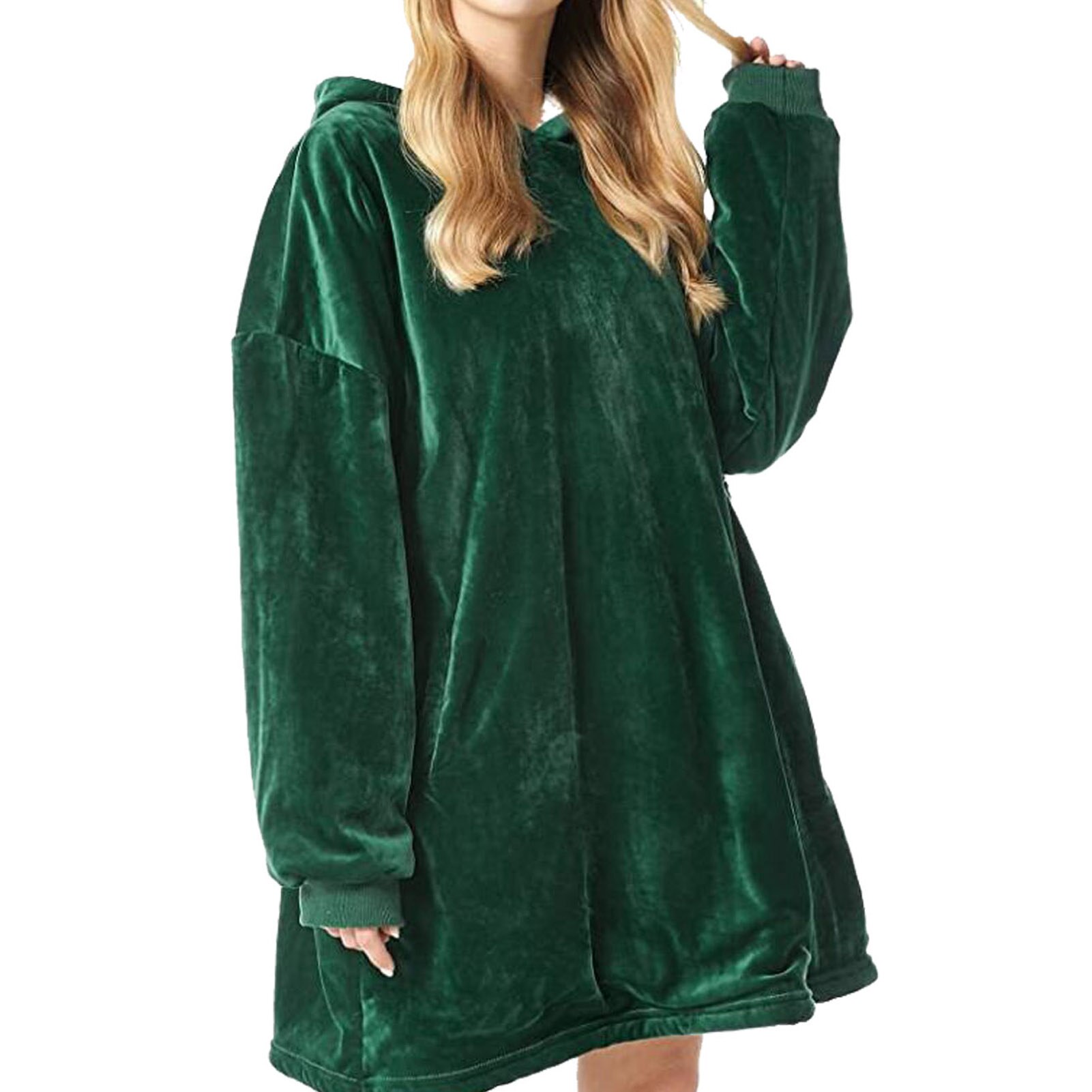 Newst Fleece Deken Met Mouwen Wearable Capuchon Zakken Deken: Green