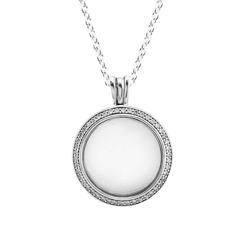 Medium mousserende medaljon halskæder til kvinder 925 sterling sølv link kæde halskæde vedhæng smykker collier femme