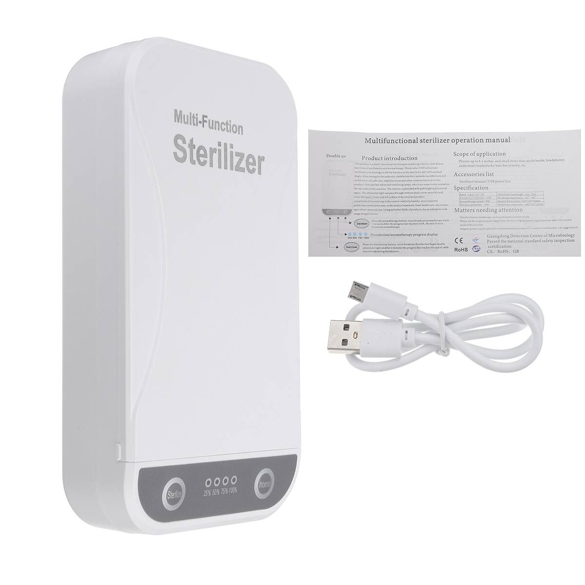Bærbar 5v usb uv steriliseringsboks telefon sanitizer ansigtsmaske smykkerenser desinfektion steriliseringsboks med aromaterapi