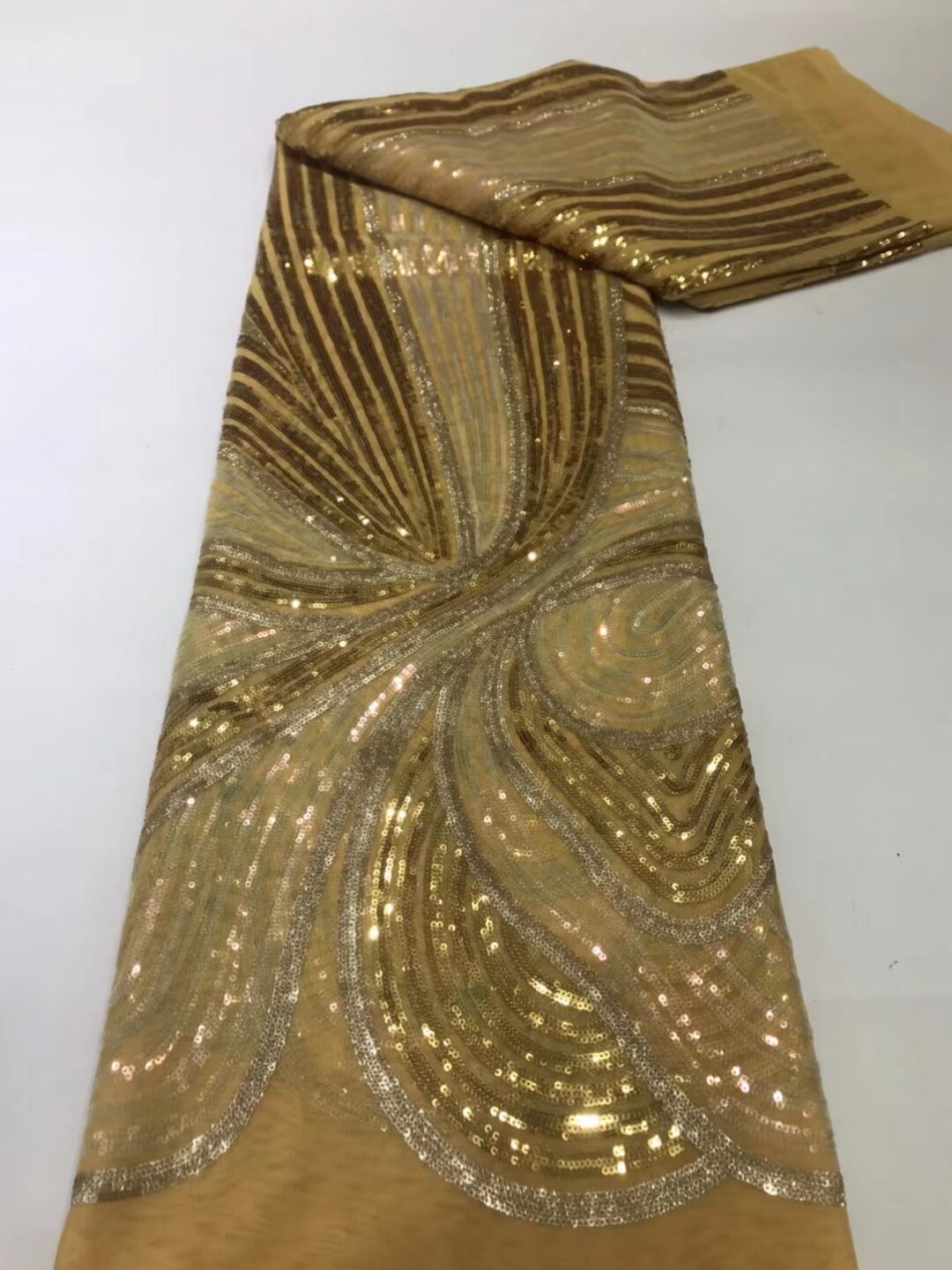 Classic African French Tulle Lace with Sequins For Wedding Dress NN338_L