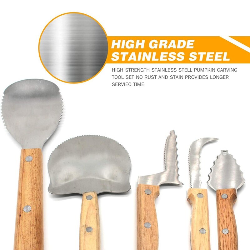 5Pcs Pumpkin Carving Kit,Stainless Steel Carve Sculpt Tools Set for Halloween Cutting Sculpting Tools