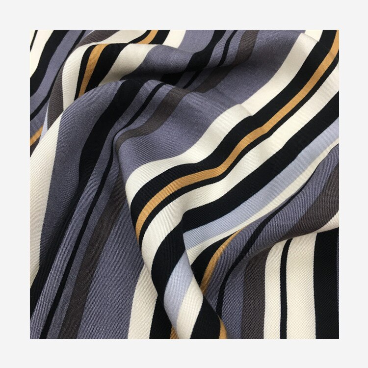 Tela estampada de rayón oblicuo fino de un solo lado para mujer, tejido con rayas de Color, ropa de , 30 hilos
