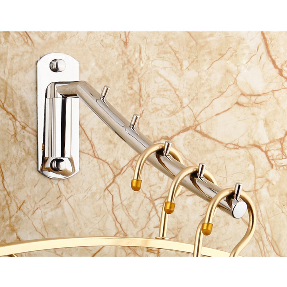 Wall Mounted Clothes Hanger Rack Rotatable Stainless Steel Clothes Organizer with Swing Arm Holder: Default Title