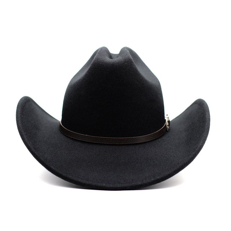 Novo chapéu de cowboy ocidental do vintage para cavalheiro masculino senhora jazz cowgirl com aba larga de couro cloche igreja sombrero hombre bonés: Preto