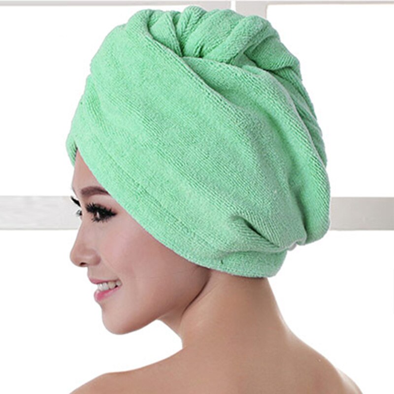 Asciugacapelli avvolgere microfibra dopo doccia asciugamano da donna asciugatura rapida cappello per capelli cap turbante testa avvolgere accessori da bagno per la casa 60X25CM: verde