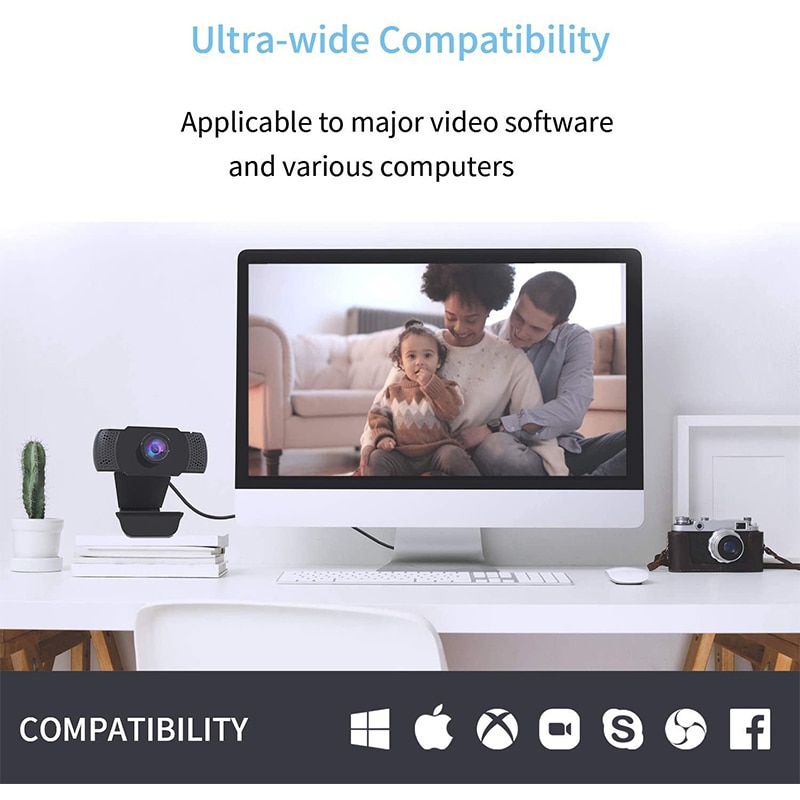 1080P Webcam with Microphone, Wansview USB 2.0 Desktop Laptop Computer Web Camera with Auto Light Correction
