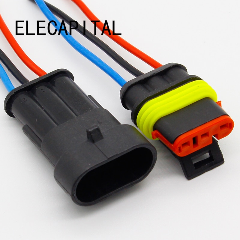 Connecteur de fil électrique étanche à 3 broches, ensemble de fiches, connecteurs automatiques avec câble