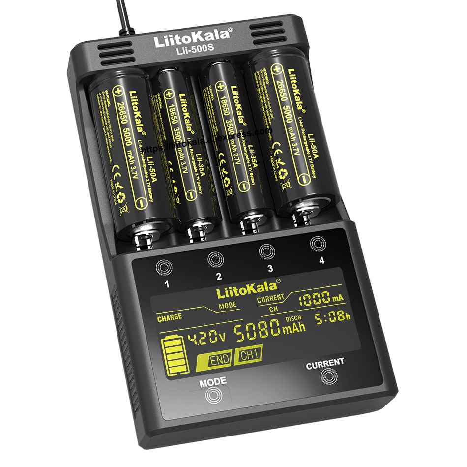 Liitokala Lii-500 Lii-PD4 Lii-500S Lii-PL4 Lii-S4 Sbattery Charger 18650 21700 26650 AA Charger 18350 18500 17500 25500 battery
