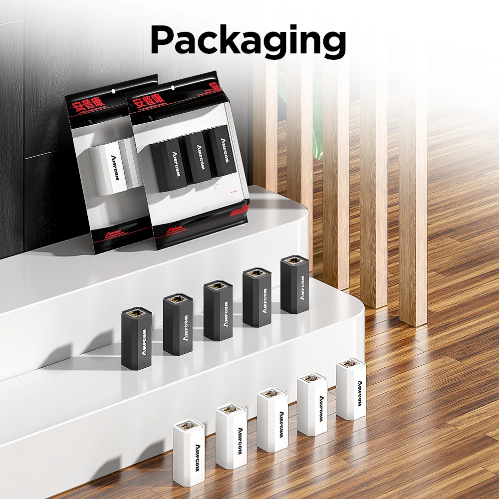 AMPCOM RJ45 Connector 8P8C Female extender LAN connector Adapter inline Cat7/Cat6/Cat5e Ethernet Cable