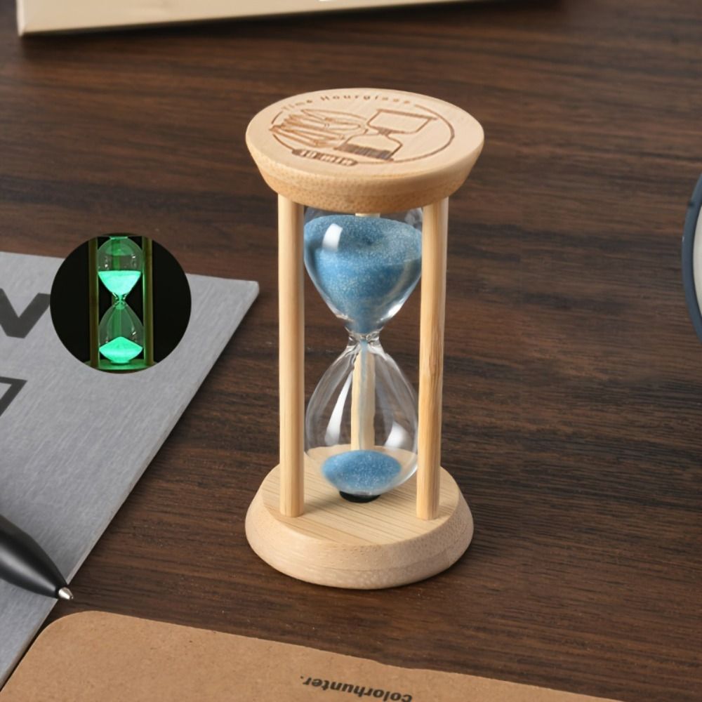 Bamboe Fluorescerende Zandloper 1/10 Minuut Creatieve Lichtgevende Zandloper Geen Elektriciteit Vereist Duurzame Decoratieve Zandklok