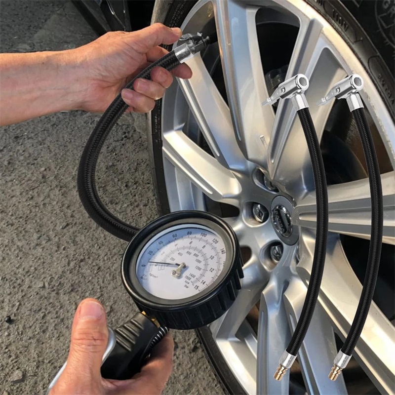 Pyörän moottoripyörän auton renkaan ilmantäyttöletku ilmatäytteinen pumppu jatkoputki sovitin kierrettävä renkaan ilmaliitäntä lukittava ilmaistukka