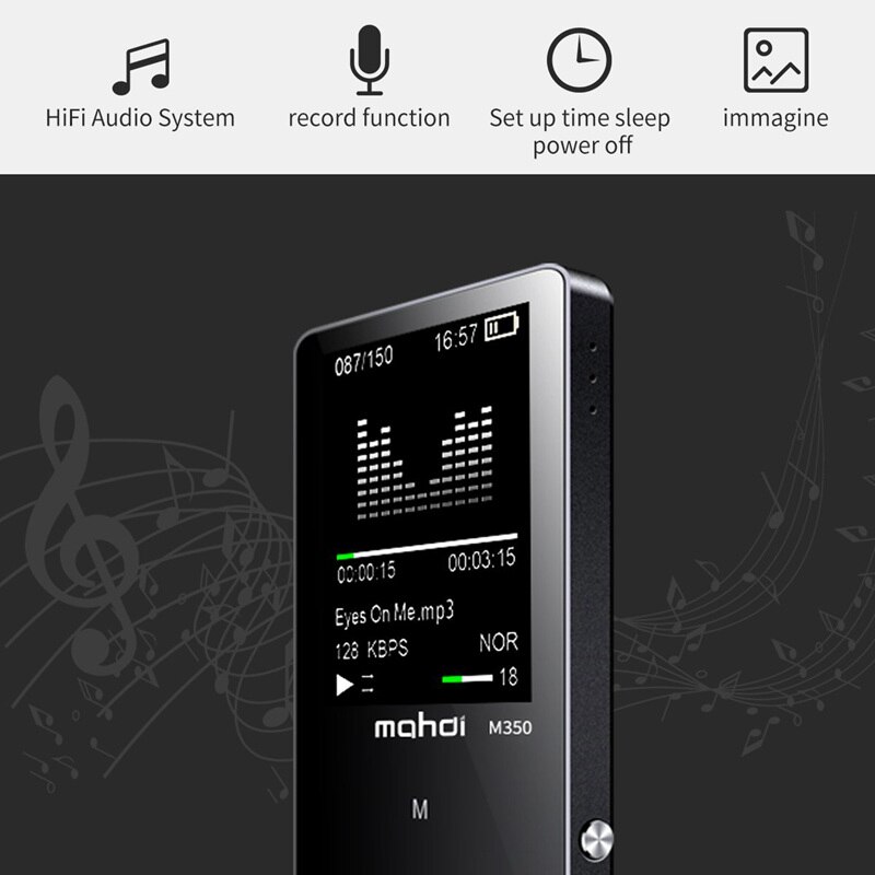 Metalen Bluetooth Sport MP3 Speler Draagbare O 8Gb Met Ingebouwde Speaker Fm Radio Ape Flac Muziek speler (Zwart)