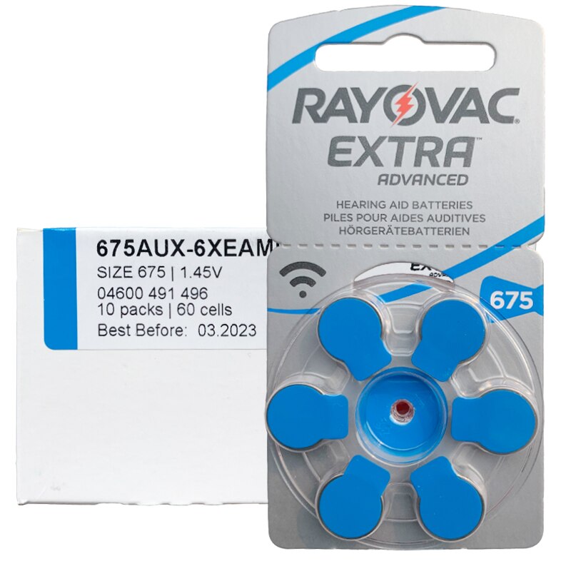 60 Pcs Rayovac Peak Zink Air Gehoorapparaat Batteries1.45V 675A A675 675 PR44 Gehoorapparaat Batterij