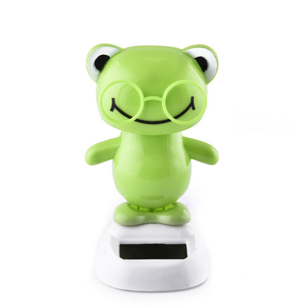Solar Power Shaking Head Panda Frog Shake Head Cute Animals Toys For Car Interior Ornaments Car-Styling: F