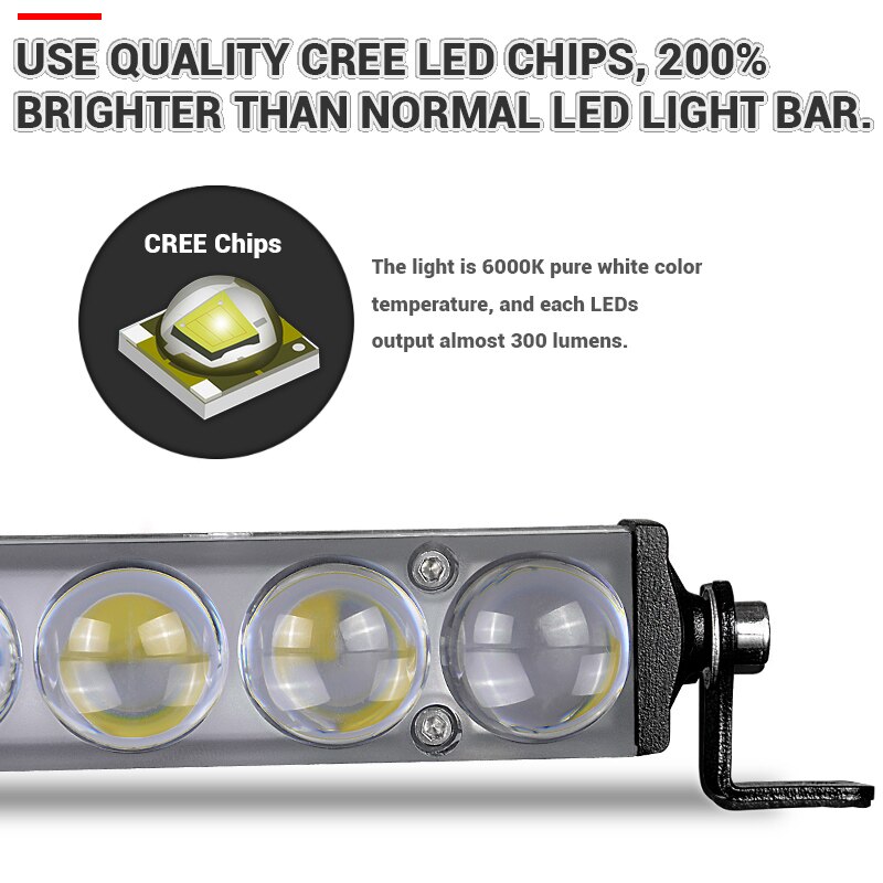 Racbox 7 " 13 " 19 "ultra slim 4d -linser bil led lysstang enkel rad hvit spot beam for offroad 4 x 4 lastebil utv atv suv 12v