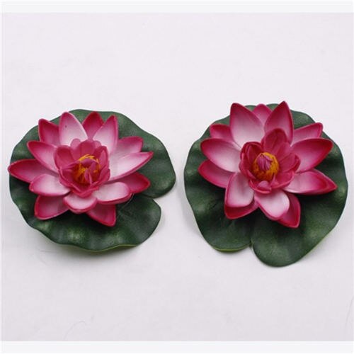 Lirio de agua de loto Artificial para decoración, tanque flotante de flores para estanque, planta, adorno de hojas para el hogar, jardín, boda, piscina, 10cm, 1 ud.: rose red