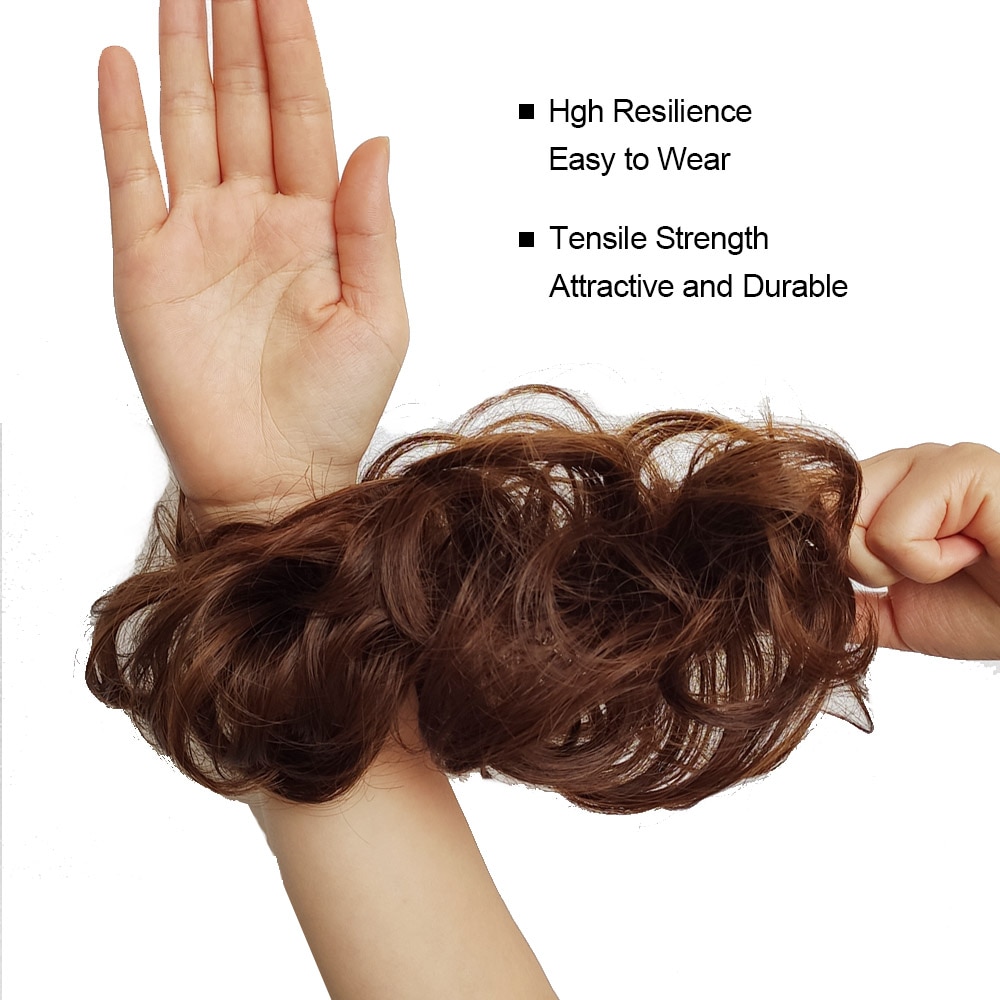 Jeedou Synthetic Messy Hair Bun Chignon Donut Pad Elastic Hair Rope Rubber Band Hairpiece