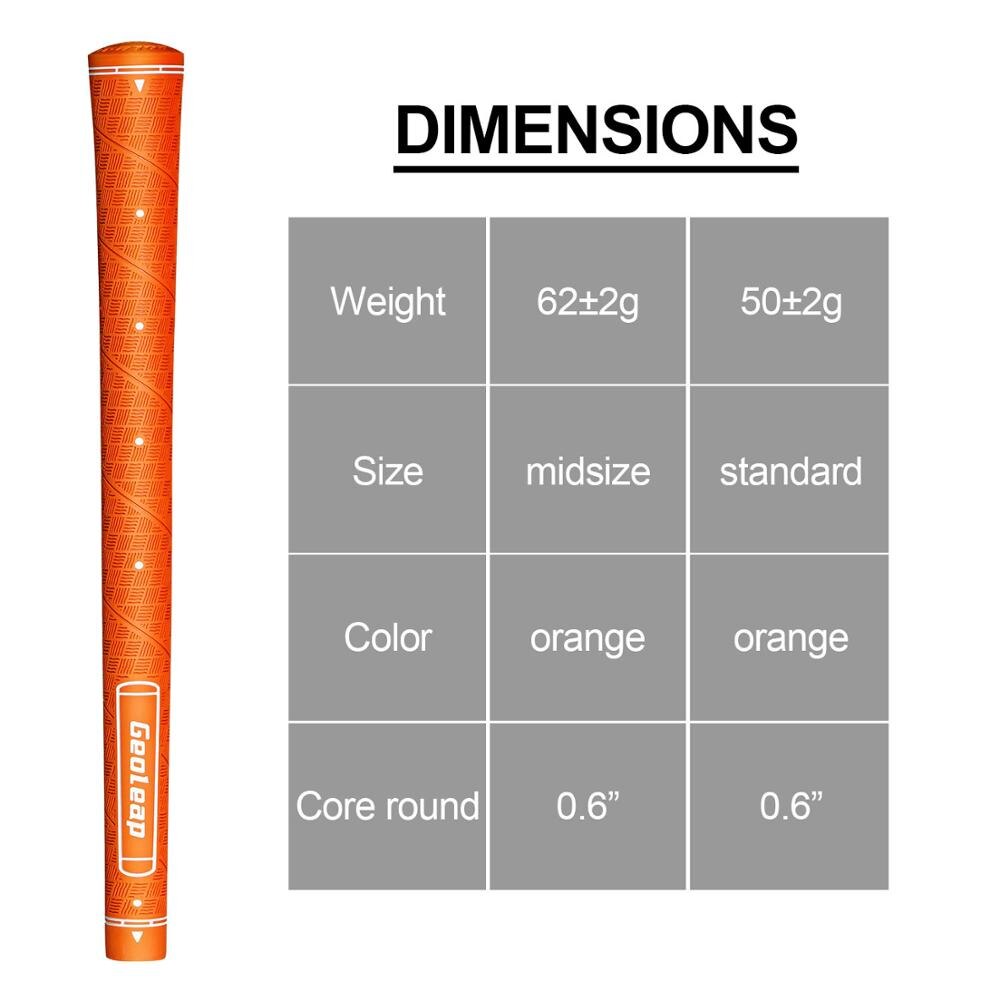 Geoleap glory-m gummigolfgreb 10 stk / lot hukommelsespoint assists, golfklub greb, mellemstore ,7 farver at vælge: Orange